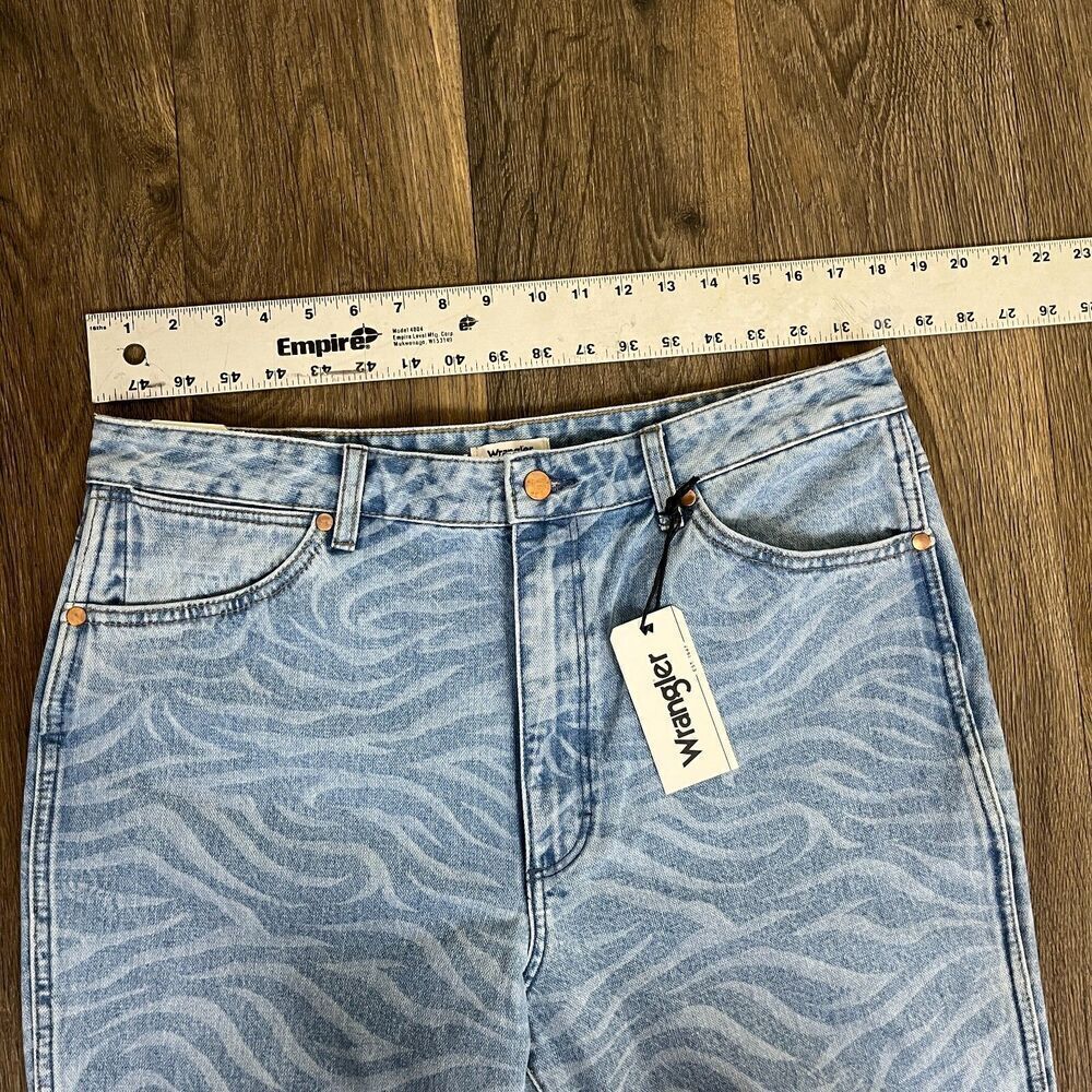 Wrangler Women's 33 Denim Meow Laser Tiger Print Wanderer Flare Jeans Retro Boho - Picture 9 of 17